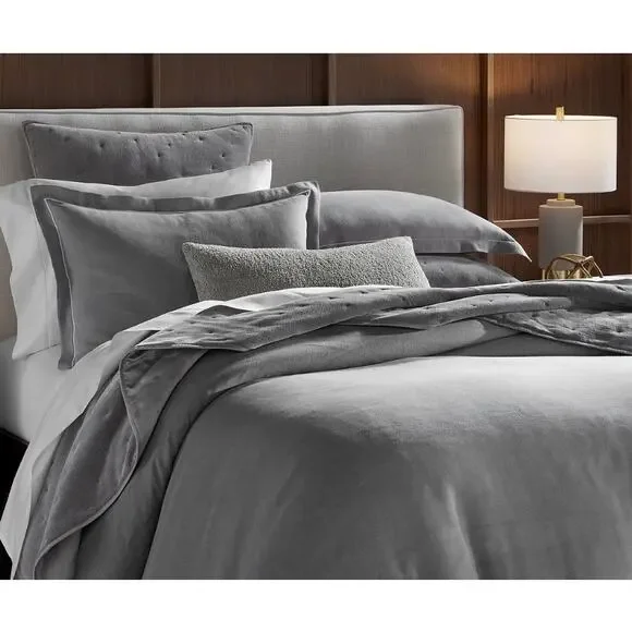 Hotel Collection Linen Full Queen Comforter Set Gray 3 Pc Luxury Bedding NEW - Picture 2 of 7
